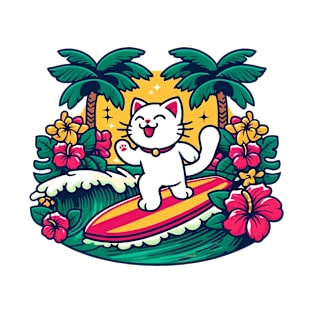 Aloha Surfing Lucky Cat T-Shirt