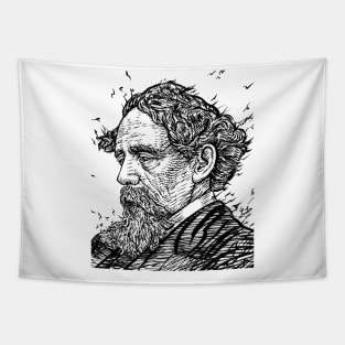 CHARLES DICKENS - ink portrait .2 Tapestry