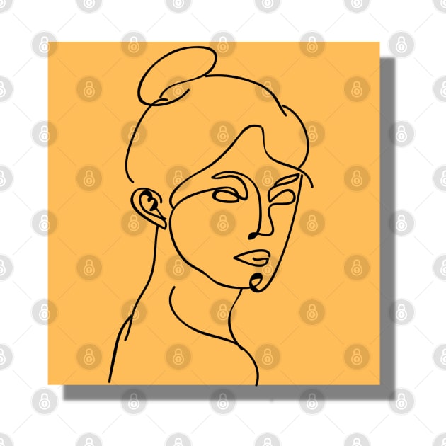 Asthetic Woman's Face Line Art by JEWEBIE