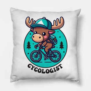 Cycologist Moose Riding Bicycle Pillow