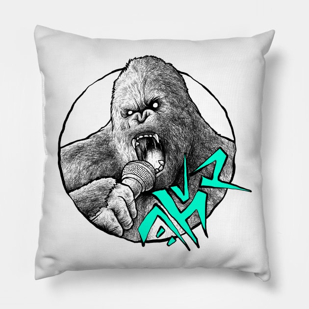 Gorilla: King of Rock Pillow by Hodrn