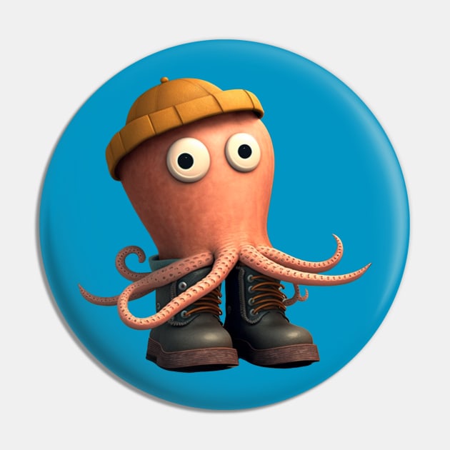Octopus in Boots Pin by Shirt for Brains