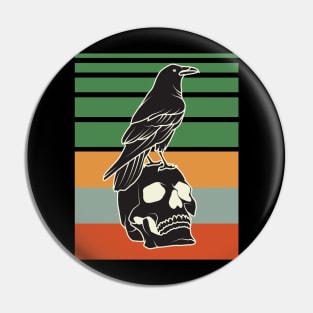 Vintage Skull And Raven Pin