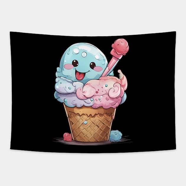 Ice Cream Emoji Tapestry by animegirlnft