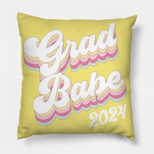 Grad Babe Class of 2024 Retro Vibes Graduation Pillow