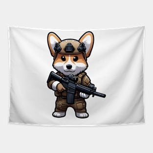 Tactical Corgi Tapestry