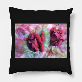 Two red roses with abstract background Pillow