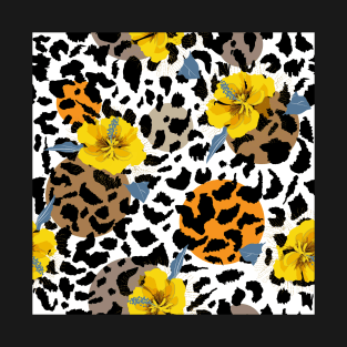 Animal Print and Flower Design T-Shirt