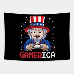 4th of July Uncle Sam Video Gamer Tapestry