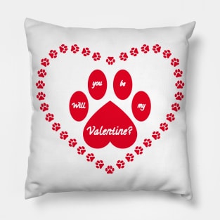 Red Valentine Heart Shaped Animal Paw Pillow