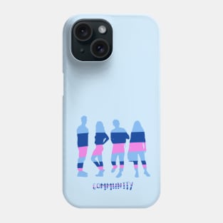 Community. Silhouettes of young people, women and men Phone Case