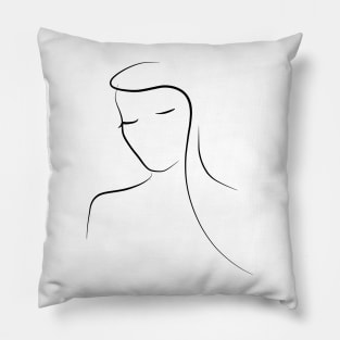 Woman Line Art Portrait - Minimal Mary Pillow