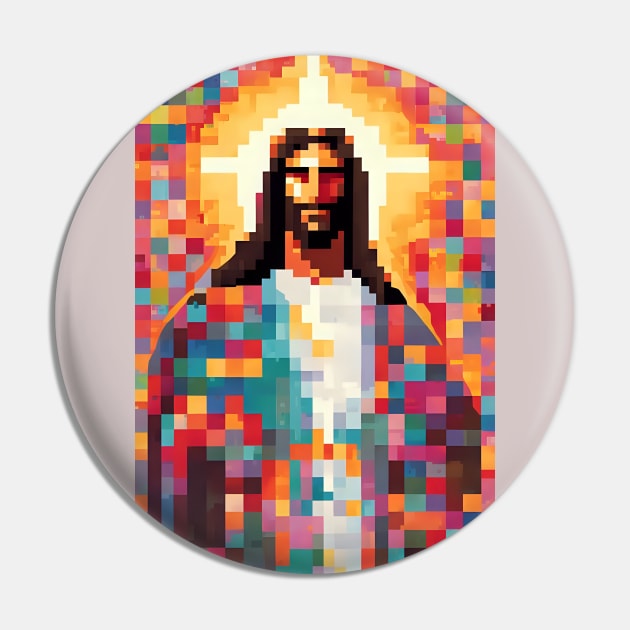Jesus Christ pixelated pixel Jesus Christ Pixel Art Pin TeePublic
