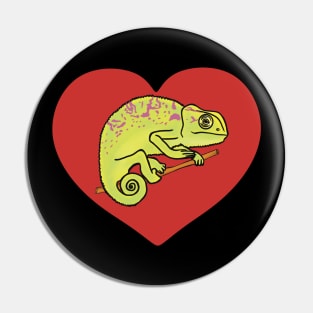 Red Colorful Chameleon Heart for Chameleon Lovers Pin