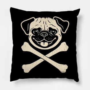 PUG AND CROSSBONES - Jolly roger parody 2.0 Pillow