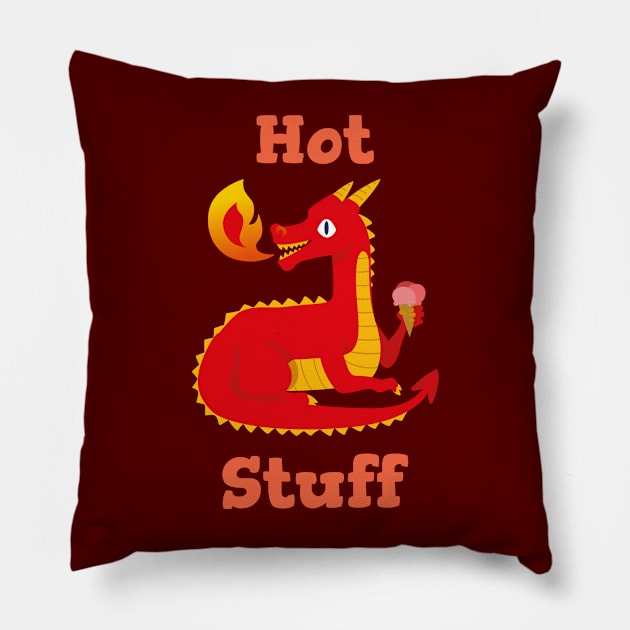 Hot Stuff Funny Kawaii Dragon Pillow by Bunchatees