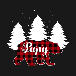 Buffalo Red Plaid Papy Bear Matching Family Christmas T-Shirt