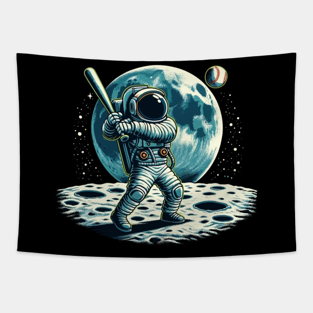 Baseball Novelty Astronaut Funny Baseball Tapestry by KsuAnn