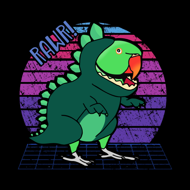 Vaporwave Green Indian Ringneck Dinosaur by FandomizedRose