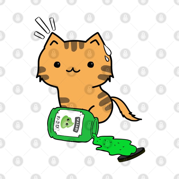 Cute Orange Cat Spilled Wasabi sauce by Pet Station