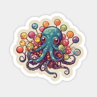 Funny Comic Octopus with Lollipops Magnet