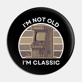 I'm not old, I'm Classic | Arcade | Retro Hardware | Vintage Sunset | Gamer girl | '80s '90s Video Gaming Pin