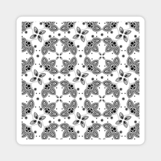 Black White Paisley Tile Magnet