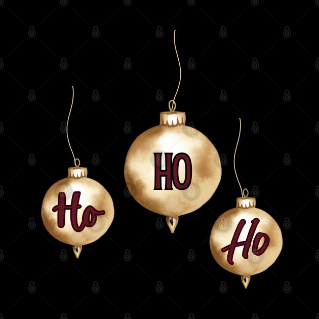 Ho Ho Ho Gold Christmas Ornaments by mw1designsart