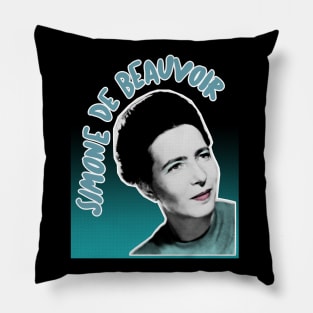 Simone de Beauvoir - Original Stylized Retro Graphic Design Pillow