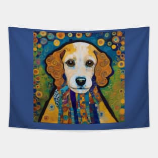 Gustav Klimt Dog with Colorful Scarf Tapestry