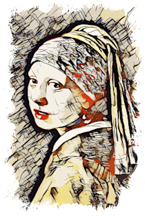 Girl with a Pearl Earring / Abstract Fan Art #02 Magnet