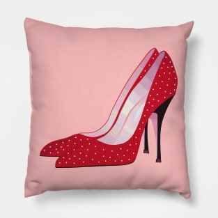 Red High Heels with Polka Dots Pillow