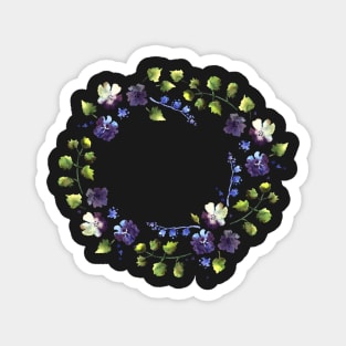 Watercolor wreath with blue flowers Magnet