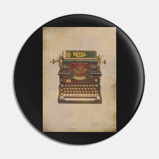 Vintage typewriter faded effect. Gift for writer. Pin