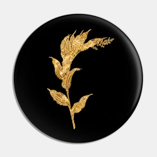 Vintage Gilded Treacleberry Botanical Gold Leaf Pin