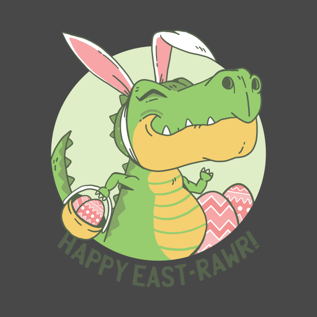 Egg hunting Tyrannosuarus Rex T-Shirt Happy Easter Bunny Gift Tee by biNutz