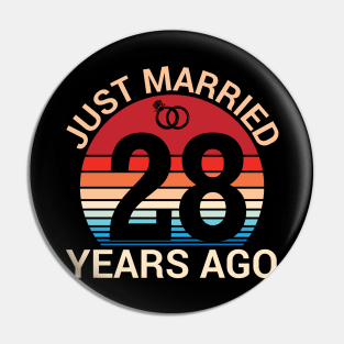 Just Married 28 Years Ago Husband Wife Married Anniversary Pin