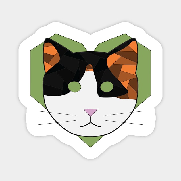 Geometric Calico Cat Magnet by Kali Farnsworth