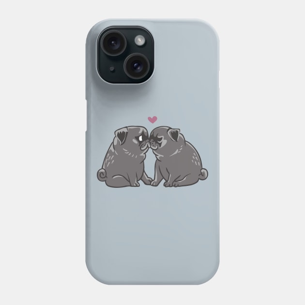 Black Pug Kisses Phone Case by huebucket