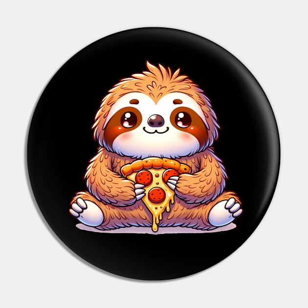 Cute Sloth with a Slice of Pizza Pin by dukito