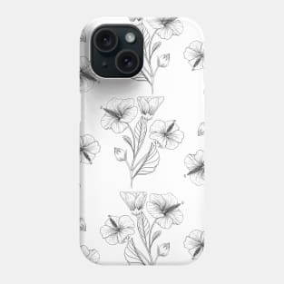 Hibiscus Line Art Pattern Phone Case