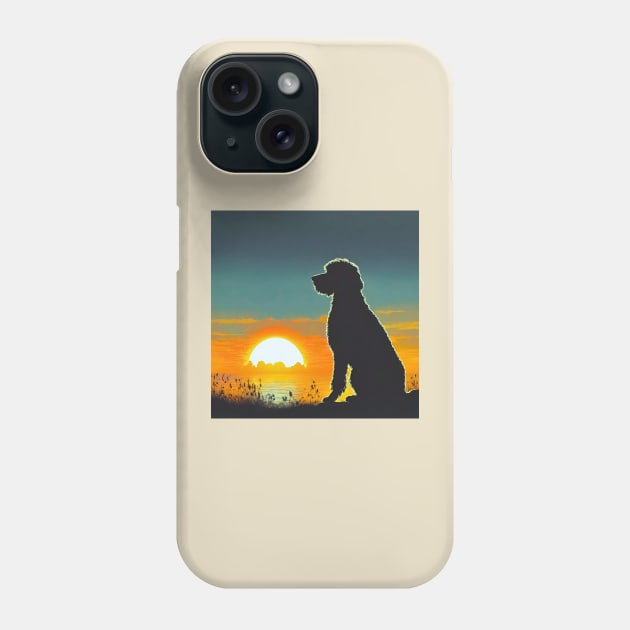 Retro Goldendoodle Sunset Phone Case by Doodle and Things