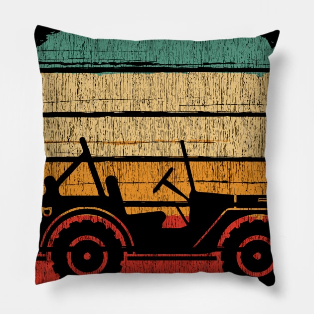 Vintage Retro Jeep Pillow by Dailygrind