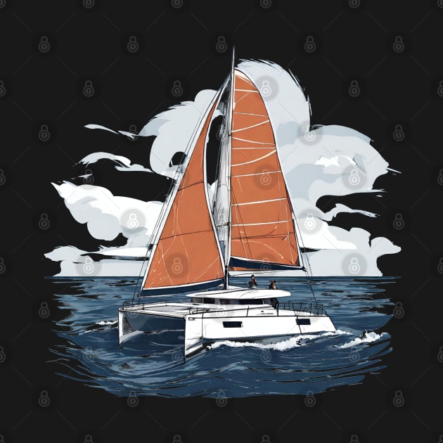 Men's Catamaran Sailing Vintage Sketch by CP6Design