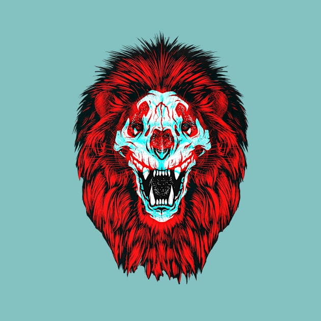 Lion Skull Interactive Red&Blue Filter T-Shirt #2 by RedAndBlue