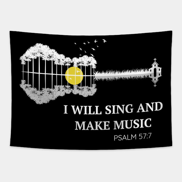 Christian Jesus Guitar Worship Bibel Guitarist Tapestry by ChrisselDesigns