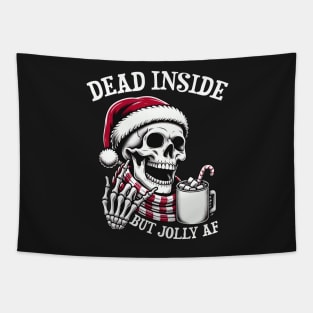 Dead Inside But Jolly AF Christmas Skeleton Tapestry