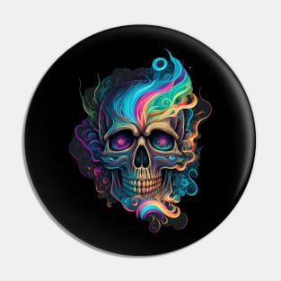 Multicoloured Smoking Skull Pin