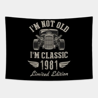 I'm Classic Car 41st Birthday Gift 41 Years Old Born In 1981 Tapestry