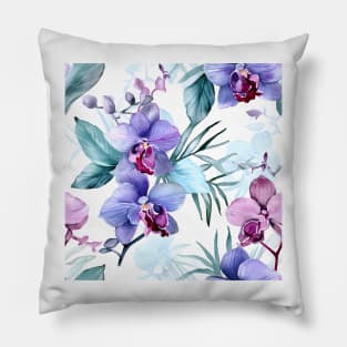 Watercolor Orchid Pattern 16 Pillow